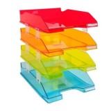Set 4 tavite Exacompta Harlequin, plastic transparent, culori asortate