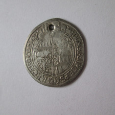 Rară! Regatul Boemiei-Printul episcop de Olomouc Carol II:6 Kreuzer 1674 argint