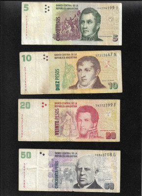 Set Argentina 5 + 10 + 20 + 50 pesos foto
