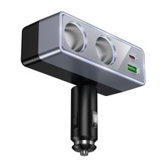 Incarcator Auto HOCO Z65B 240W cu 2 Prize Bricheta, USB-C PD 30W si USB-A QC 18W, Negru