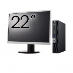 Pachet Calculator Second Hand DELL OptiPlex 7060 Mini PC, Intel Core i5-8500T 2.10 - 3.50GHz, 8GB DDR4, 256GB SSD + Monitor 22 Inch NewTechnology Medi