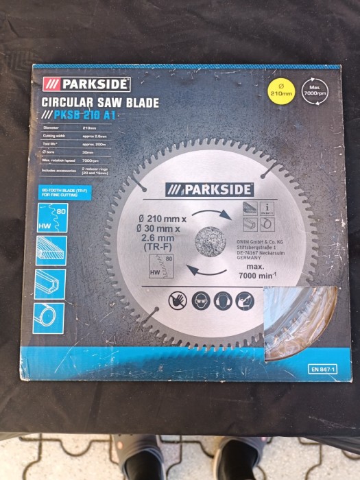 PANZA CIRCULAR PARKSIDE PKSB 210 A1 diametru 210mm 80 dinti pentru lemn. profile aluminiu plastic