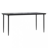 Cumpara ieftin Masa de gradina, negru, 160x80x74 cm, otel &amp; sticla securizata