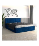 Pat Tapitat Sorin Albastru + Saltea Lux Ortopedica 160x200cm