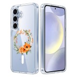 Husa pentru samsung galaxy s25 plus, atasare magnetica, magsafe, pink wreath 12, clear