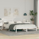 vidaXL Cadru de pat Alb 150 x 200 cm Lemn de brad solid