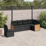 vidaXL Set mobilier de grădină cu perne, 6 piese, negru, poliratan 3227693