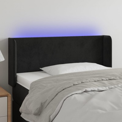 vidaXL Tăblie de pat cu LED, negru, 93x16x78/88 cm, catifea 3122994 foto