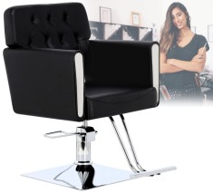 Scaun de coafat Maya hidraulic rotativ pentru salonul de coafură Suport cromat scaun de coafor
