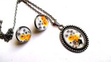 set sticla cu pandantiv , cercei cu model floral 32048