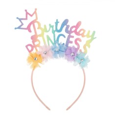 Coroni?a Petrecere, &amp;quot;Birthday Princess&amp;quot;, Multicolor, Flori Textil, Strasuri foto