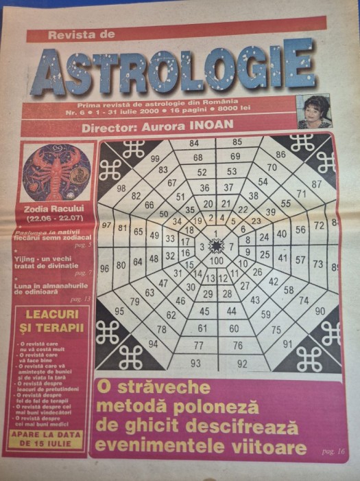 revista de astrologie - 1 - 31 iulie 2000 - prima revista de astrologie din romania