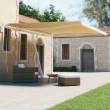 VidaXL Copertină autonomă retractabilă manual, galben/alb, 450x300 cm