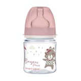 Biberon roz anticolici cu gat larg PP EasyStart Bonjour Paris, 120ml, Canpol babies