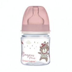 Biberon roz anticolici cu gat larg PP EasyStart Bonjour Paris, 120ml, Canpol babies