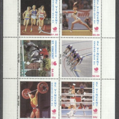 St. Vincent Grenadines 1988 Sport, Olympics, Cycling, perf. sheet, MNH S.083