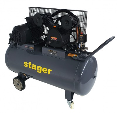 Stager HMV0.6/200 compresor aer, 200L, 8bar, 600L/min, trifazat, angrenare curea ProAdvanced PowerfulTools foto