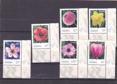 ROMANIA 2020 - FLORI,SERIE COMPLETA CU TABS, MNH - LP 2267 foto