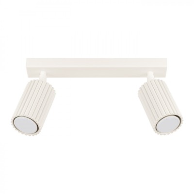 Lampă De Tavan Karbon Bej Din Aluminiu Cu 2 Becuri Tub Minimalistă De Interior. foto