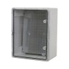 Cutie distributie IP65 din ABS gri, usa transparenta, placa metalica, 400x500x240 mm PP3017