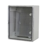 Cumpara ieftin Cutie distributie IP65 din ABS gri, usa transparenta, placa metalica, 400x500x240 mm PP3017