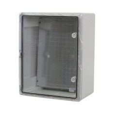 Cutie distributie IP65 din ABS gri, usa transparenta, placa metalica, 400x500x240 mm PP3017