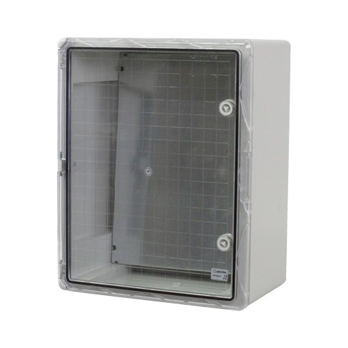 Cutie distributie IP65 din ABS gri, usa transparenta, placa metalica, 400x500x240 mm PP3017