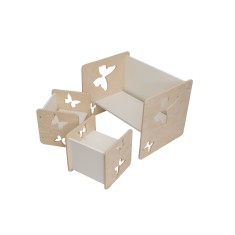 Set Montessori masa si doua scaune cu fluturasi, 7Toys