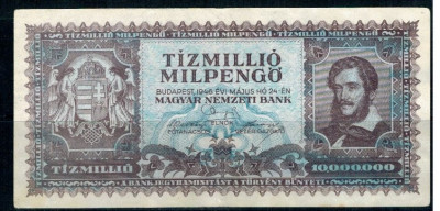 Ungaria 1946 - 10.000.000 milpengo, circulata foto