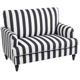 HOMCOM Fotoliu de Living cu Șezut Larg și Cotiere Lungi, Fotoliu din Catifea cu Dungi și Umplutură Groasă, 115x82x82 cm, Negru și Alb | Aosom Romania