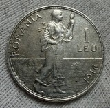 1 Leu 1914 Hamburg, Argint, Romania, a UNC