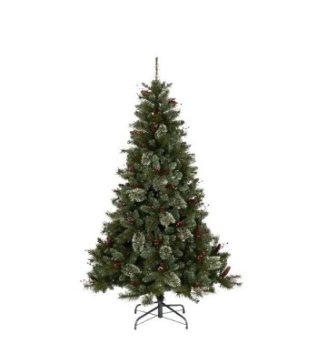 Brad Pom Artificial Verde Conuri Fructe Aspect Nins Craciun Sarbatori Iarna 1.83 Metri + Suport + LIVRARE GRATUITA ! foto