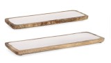 Cumpara ieftin Set 2 tavi lemn mango maro email alb Knososs 38x12x2h, 46x15x2h