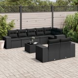 Cumpara ieftin Gossi set mobilier de gradina cu perne, 9 piese, negru, poliratan