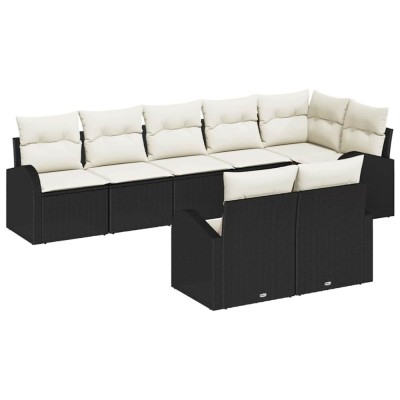 vidaXL Set de canapele pentru grădină 8 pcs Negru și alb Rattan poli 3354756 foto