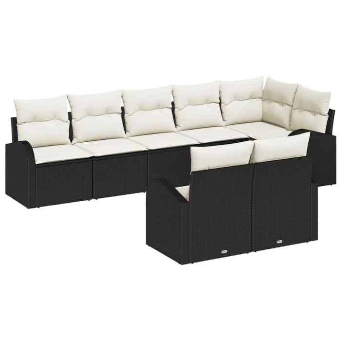 vidaXL Set de canapele pentru grădină 8 pcs Negru și alb Rattan poli 3354756