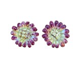 CERCEI CLIPS VINTAGE DIN CERAMICA ALBA, LUCRATI MANUAL IN FORMA DE FLOARE