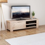 Cumpara ieftin Comodă TV din lemn masiv de salc&acirc;m șlefuit 140x38x40 cm
