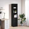 vidaXL Vitrina Stejar Negru 37.5x35x180 cm, Dulap Inalt, 3 Sertare, 3 Rafturi, Depozitare Multifunctionala, Lemn