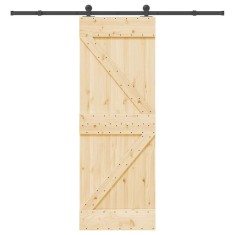 vidaXL Ușă glisantă cu set de feronerie 70x210 cm, lemn masiv de pin 3332622