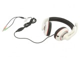 Căști cu microfon alb-negru Jack 3,5mm 1,8m