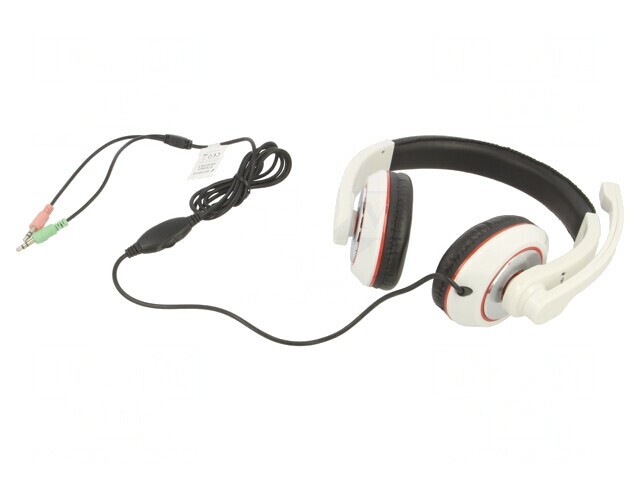 Căști cu microfon alb-negru Jack 3,5mm 1,8m
