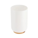 Suport Periuțe Plastic Si Bambus &ndash; Alb / Bamboo