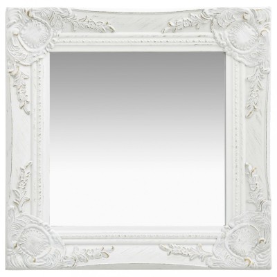 Oglindă de perete &amp;icirc;n stil baroc, alb, 40 x 40 cm foto