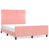 Cumpara ieftin Cadru de pat cu tablie, roz, 140x200 cm, catifea