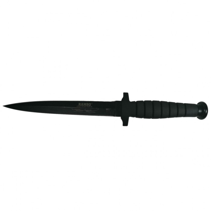 Cutit-Sting tip baioneta Rambo VI cu doua taisuri, maner cauciuc + teaca