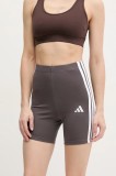 adidas pantaloni scurți Essentials femei, culoarea gri, cu imprimeu, high waist, JD0915