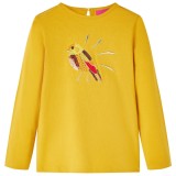 Tricou pentru copii cu m&acirc;neci lungi, ocru &icirc;nchis, 140