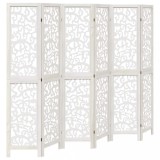 Cumpara ieftin Paravan camera 6 panouri, alb, lemn masiv paulownia
