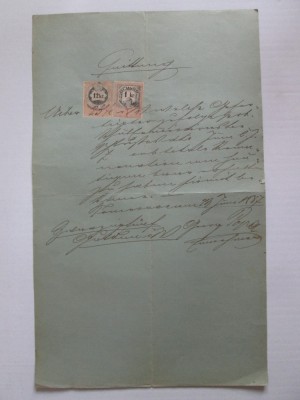 Rar! Document Timisoara in limba maghiara din 1887 cu timbre fiscale rare foto